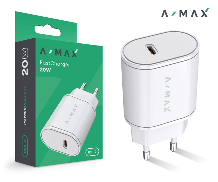 Aligator síťová nabíječka A-MAX PD 20W USB-C bílá