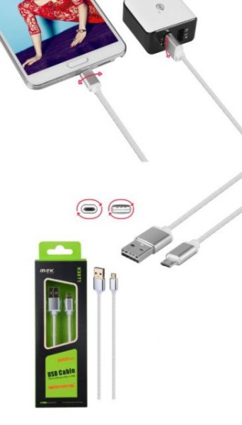 Obrázok ALIGATOR Datový a nabíjecí kabel PLUS, Micro USB, oboustranný, (K3371), bílý 0151011