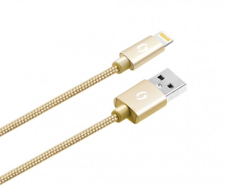 Obrázok ALIGATOR PREMIUM Datový kabel 2A, Lightning zlatý DATKP06