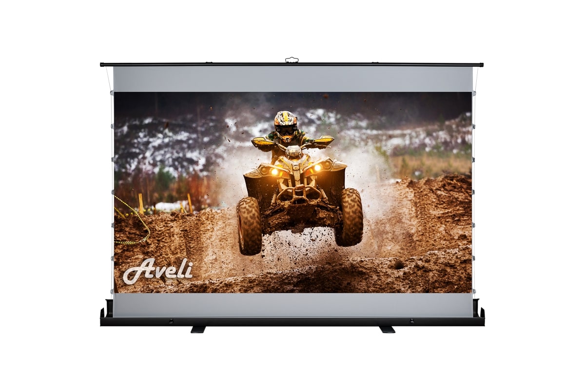 Plátno AVELI PREMIUM,floor up manual,black,221x124(16:9) 100''