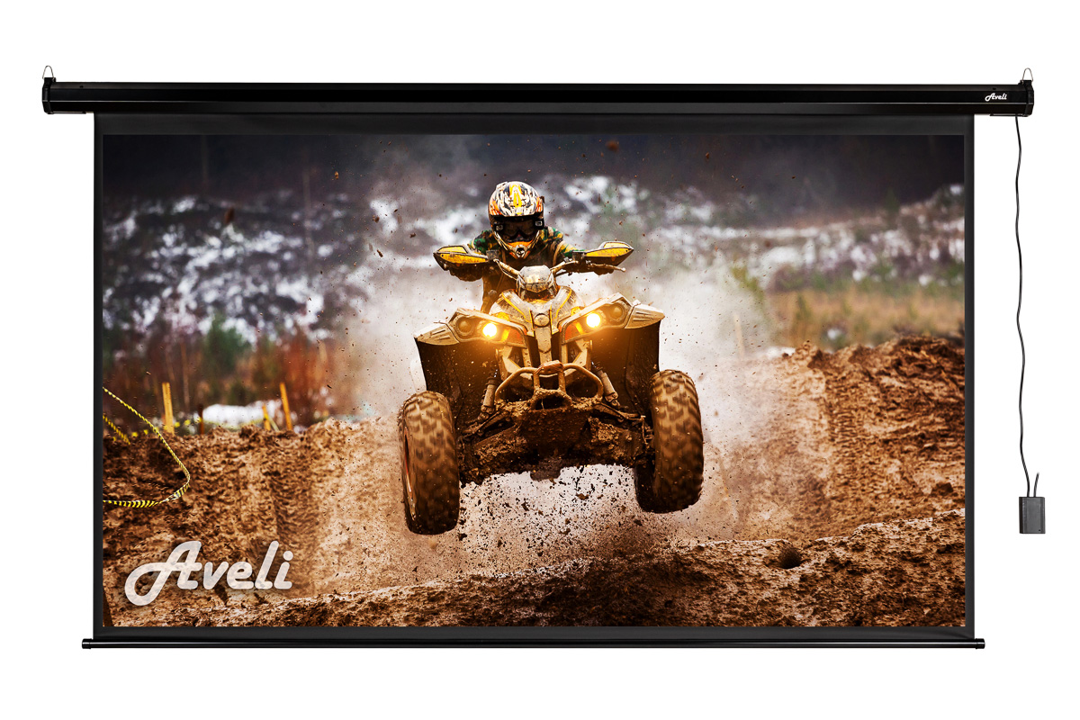Elektrické projekční plátno AVELI, 265x149 (16:9) 120'', černý tubus