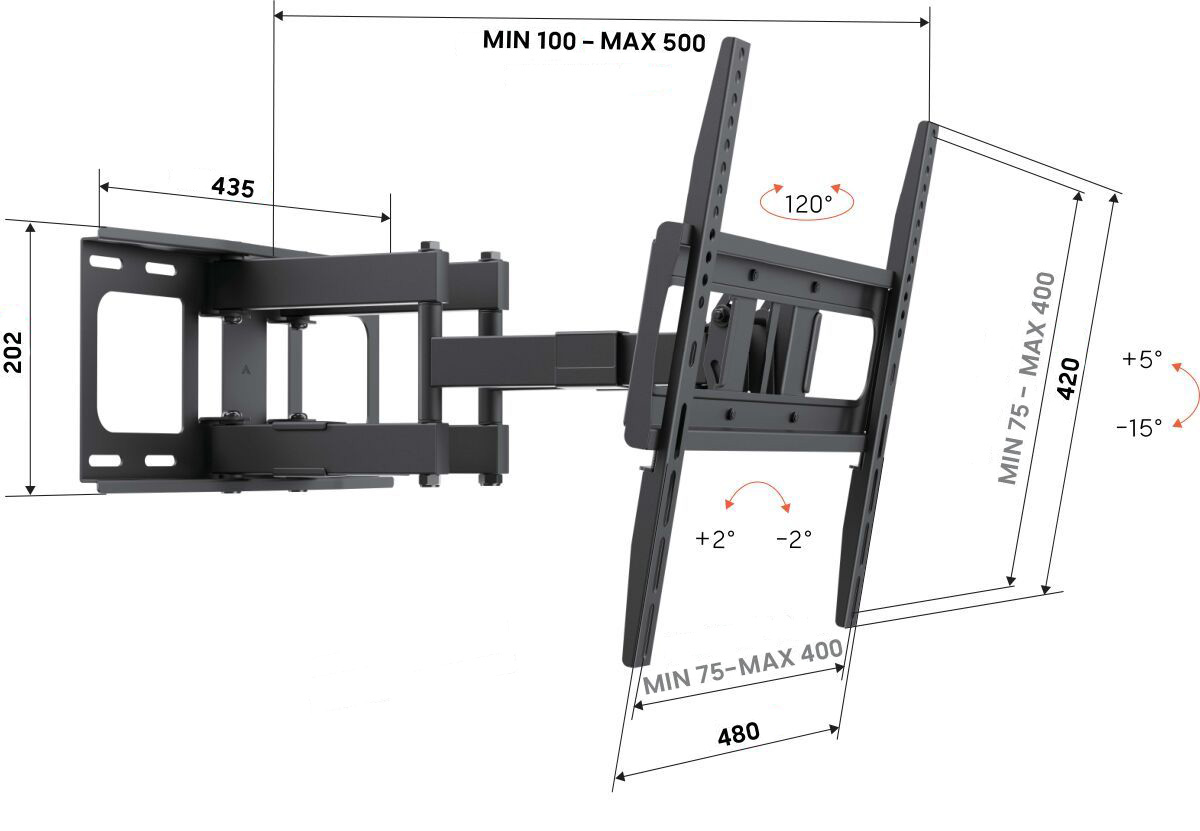 Vogel's UP 4053, dvojité rameno pro TV 32-65", 40 kg, VESA do 400x400