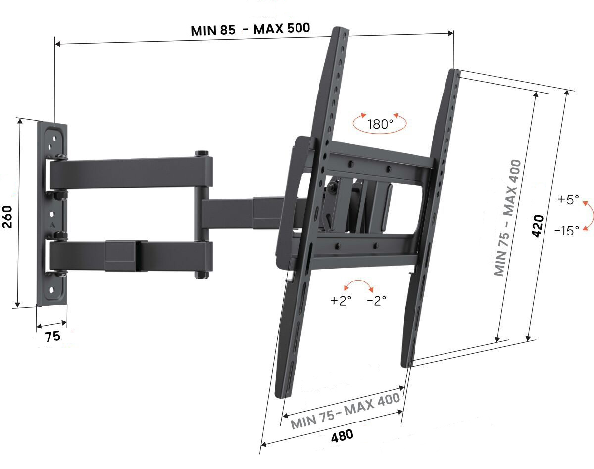 Vogel's UP 4043, rameno pro TV 32-65", 25 kg, VESA do 400x400