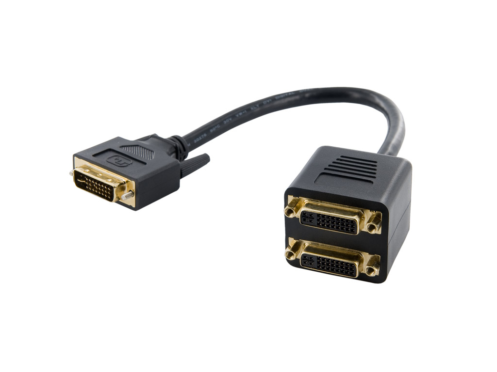 Obrázok 4World Adaptér DVI-I 24+5M - 2xDVI-I 24+5F Black 08736