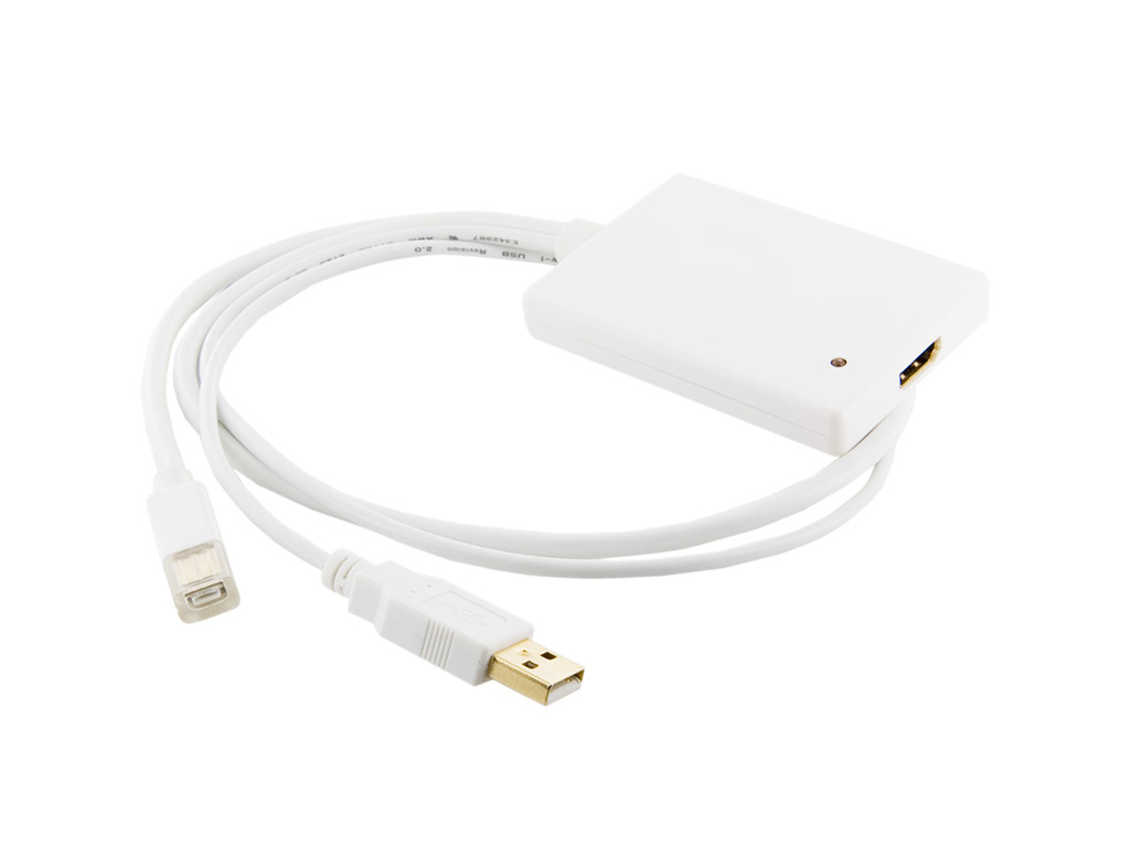 4World Adaptér mini DP M + USB - HDMI F 0.5m White