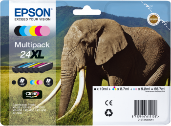 Obrázok Epson originál ink C13T24384011, T2438, 24XL, CMYK/light C/light M, 3x8,7/2x9,8/10ml, Epson