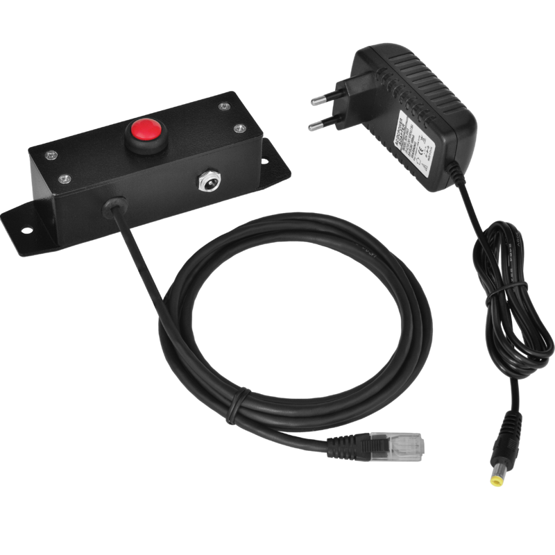 Tlačítko pro otvírání pokladních zásuvek Virtuos 24V, kovové s kabelem, s elektronickým otevíráním