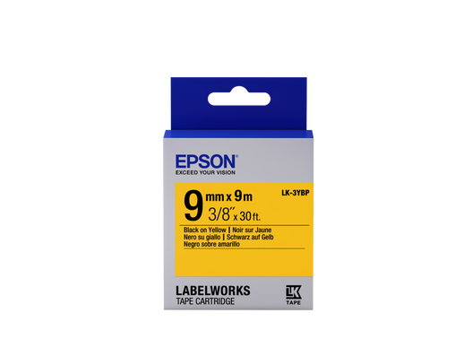 Epson Label Cartridge Pastel LK-3YBP Black/Yellow 9mm (9m)