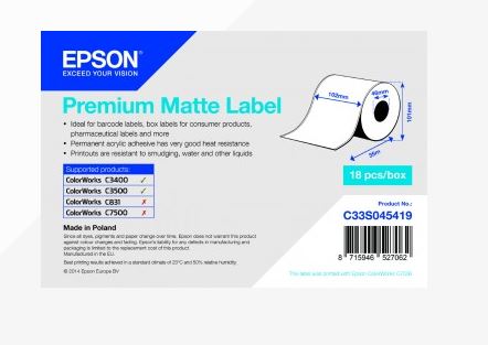 Premium Matte Label Cont.R, 105mmx35m, MOQ 18ks