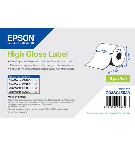 Obrázok High Gloss Label Cont.R, 102mm x 33m