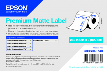 Premium Matte Label 105x210 mm, 282 lab