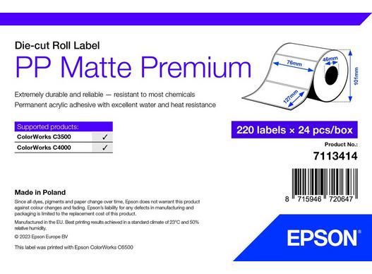 PP Matte Label Premium, 76mm x 127mm, 220 Labels